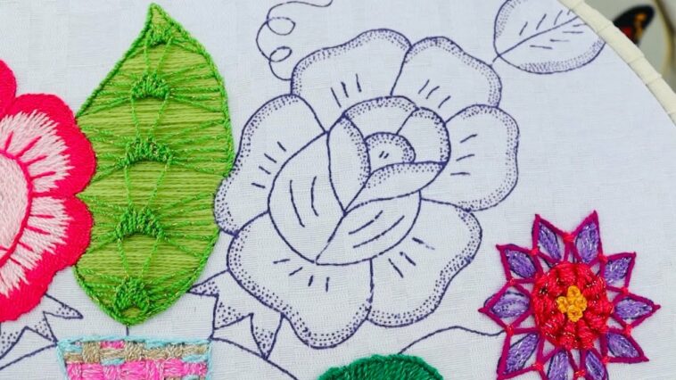 BORDADO FANTASÍA PUNTADAS MATIZADAS PARA ROSAS GRANDES | HAND EMBROIDERY EASY FANTASY STITCH