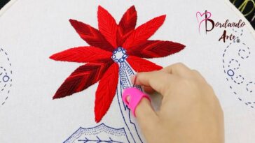 BORDADO A MANO FLORES NAVIDEÑAS NOCHEBUENA PUNTADAS FÁCILES | HAND EMBROIDERY CHRISTMAS