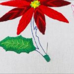 BORDADO DE HOJA Y TALLO PARA FLOR DE NOCHEBUENA NAVIDEÑO | HAND EMBROIDERY EASY STITCH