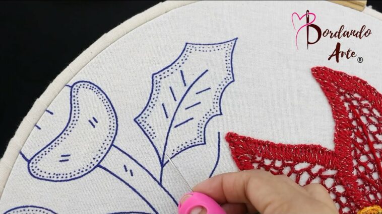 BORDADO DE HOJAS PARA FLORES NAVIDEÑAS | HAND EMBROIDERY LEAVES EASY STITCH