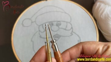 BORDADO DE PAPÁ NOEL CON AGUJA MARAVILLOSA | HAND EMBROIDERY EASY PUNCH NEEDLE