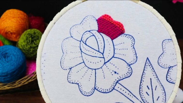 BORDADO FANTASÍA PUNTADA FÁCIL, RÁPIDA Y BONITA PARA ROSAS GRANDES | HAND EMBROIDERY EASY STITCH