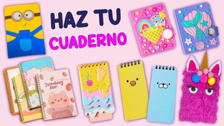 CUADERNOS HECHOS EN CASA - ÚTILES ESCOLARES - IDEA DE PORTADA DE LIBRO - TRUCOS REGRESO AL COLEGIO