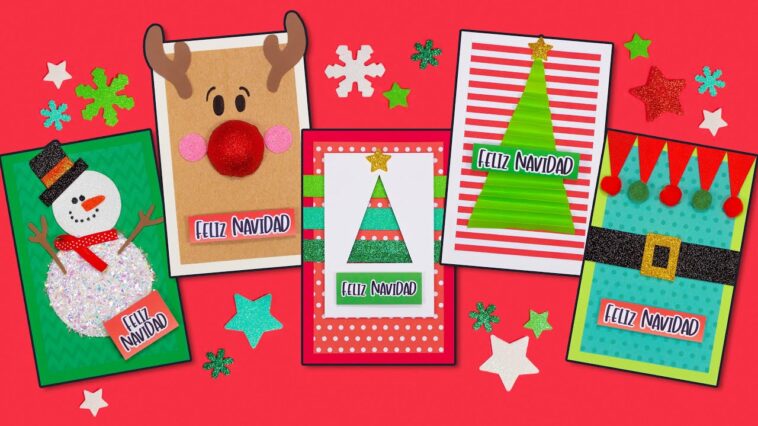 DIY: 5 ideas FACILES de tarjetas NAVIDEÑAS - ESPECIAL DE NAVIDAD