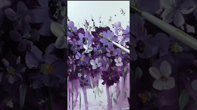 Pintando flores con acrílico sobre papel de acuarela