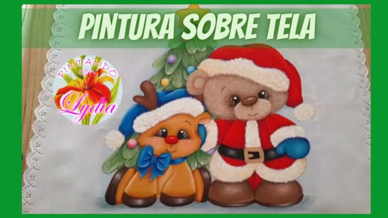 Pintura en Tela para Navidad / Oso y Reno Navideños