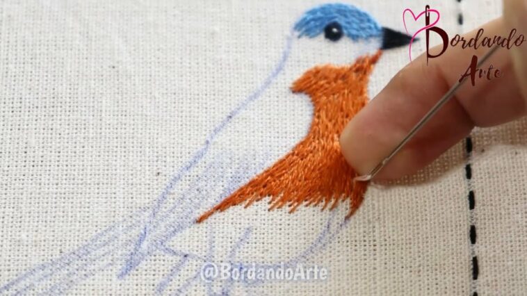 BORDADO A MANO AVE PINTAR CON HILO | NEEDLE PAINTING EMBROIDERY EASY STITCH