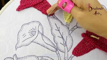 BORDADO DE HOJAS GRANDES CON PUNTADAS FÁCILES | HAND EMBROIDERY EASY STITCH