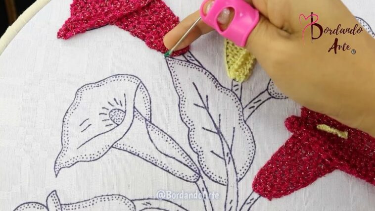 BORDADO DE HOJAS GRANDES CON PUNTADAS FÁCILES | HAND EMBROIDERY EASY STITCH