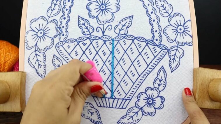 BORDADO FANTASÍA PUNTADA PARA CANASTA DE FLORES | HAND EMBROIDERY EASY STITCH