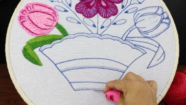 BORDADO FANTASÍA PUNTADA PARA CANASTA O MACETAS DE FLORES | HAND EMBROIDERY EASY STITCH FANTASY