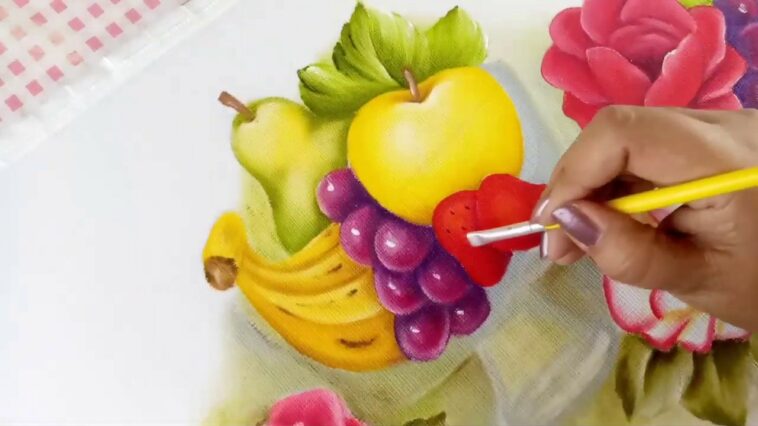 Como Pintar Manzana Y Fresas En Un Juego De Cocina