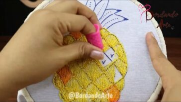 BORDADO FANTASÍA PUNTADA FÁCIL PARA BORDADOS DE FRUTA PIÑA | HAND EMBROIDERY EASY FANTASY STITCH