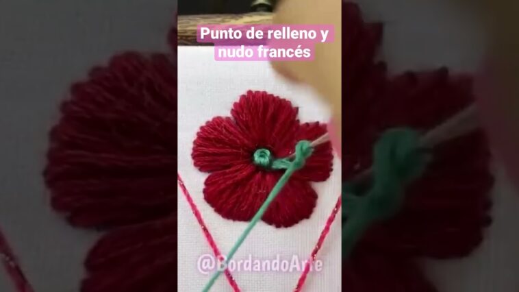 Punto De relleno y nudo francés #bordandoarte #embroidery #stitching #bordadofantasia #bordadoamano