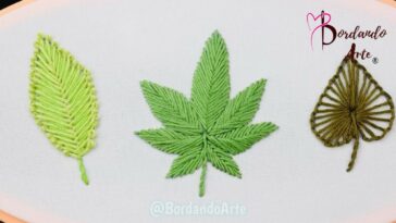 3 PUNTADAS DIFERENTES PARA BORDADOS DE HOJAS | HAND EMBROIDERY EASY STITCH