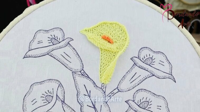 BORDADO DE FLORES ALCATRAZ CON PUNTADAS 3D TRIDIMENSIONALES | HAND EMBROIDERY EASY STITCH