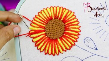 BORDADO DE FLORES CON PUNTADAS EN RELIEVE 3D | HAND EMBROIDERY EASY FANTASY STITCH