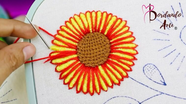 BORDADO DE FLORES CON PUNTADAS EN RELIEVE 3D | HAND EMBROIDERY EASY FANTASY STITCH