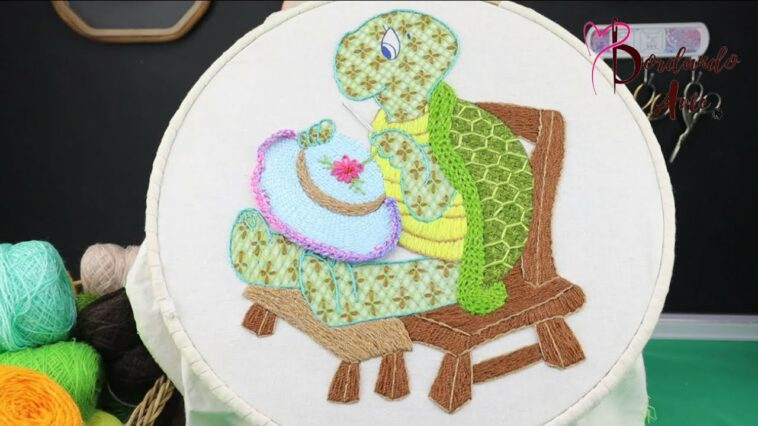 BORDADO FANTASÍA PUNTADA FÁCIL PARA SILLA, BANCO PARA LA TORTUGA | HAND EMBROIDERY EASY FANTASY