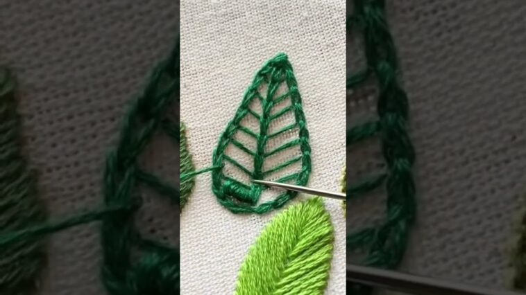 Bordar hojas #bordandoarte #embroidery #stitching #bordadofantasia #bordadoamano #puntadas #bordado
