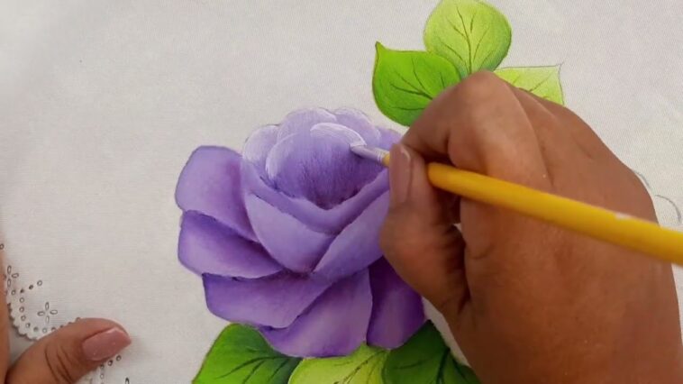 Pintura en Tela Cómo Pintar una Rosa lila