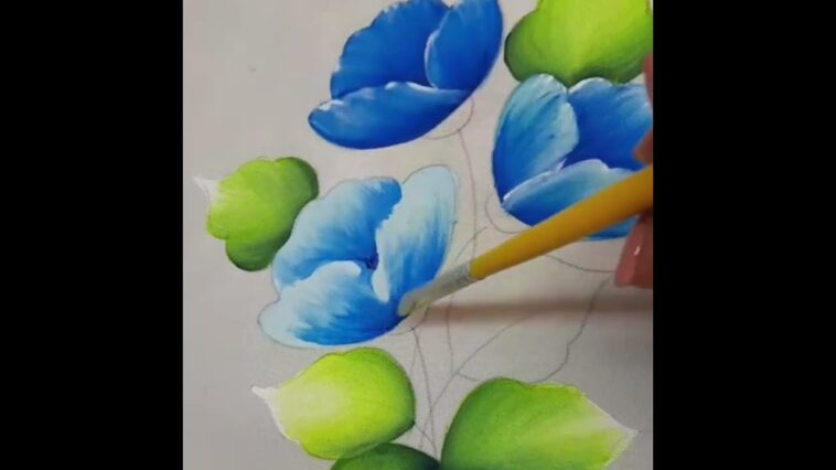 Pintura Acrílica Cómo Pintar Flores Azules Fáciles