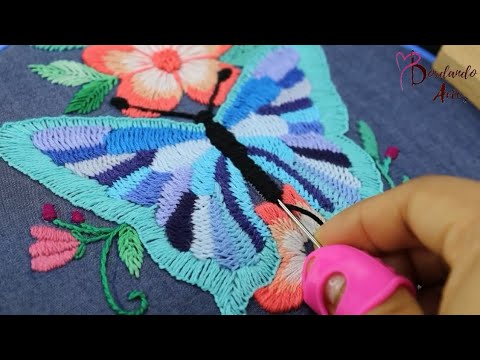 ¡Bordemos una blusa! BORDADO SIN NUDOS EN BLUSA MARIPOSA CON FLORES