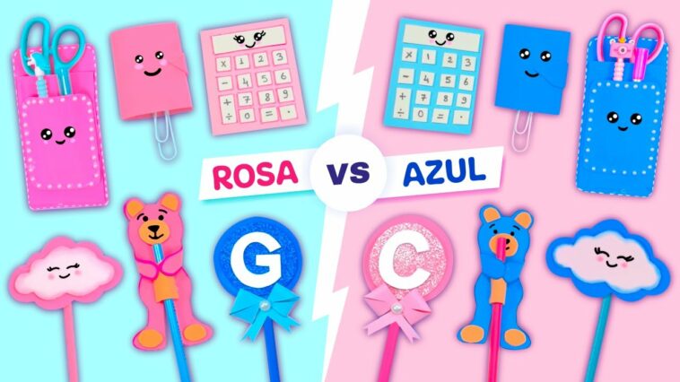 12 IDEAS HECHOS EN CASA: DESAFIO: ROSA VS AZUL– IDEAS DE SUMINISTROS ESCOLARES