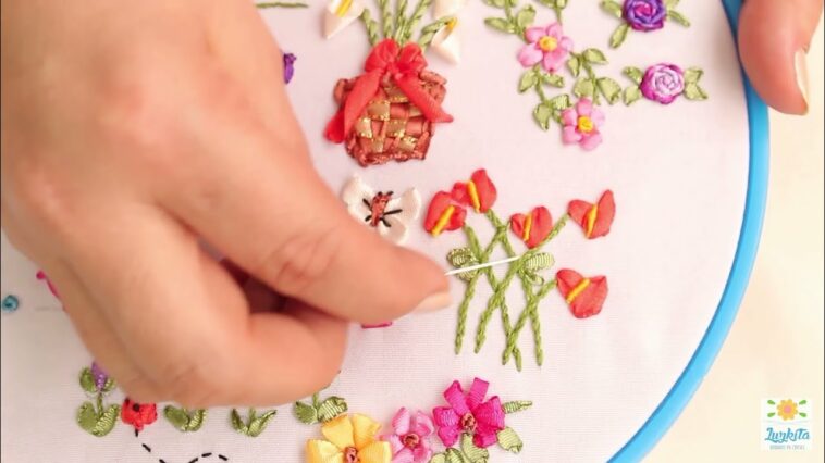 Bordado a mano * CON  CINTAS  O LISTON .School stitch basic # 5 /Embroidery ribbons  beginners