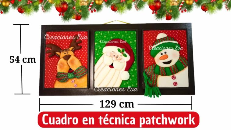 CUADRO RENO NAVIDEÑO 2023 en Patchwork sin aguja | Fácil y rápido