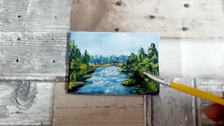 Pintando Mini Cuadros / Paisaje con Pintura Acrílica