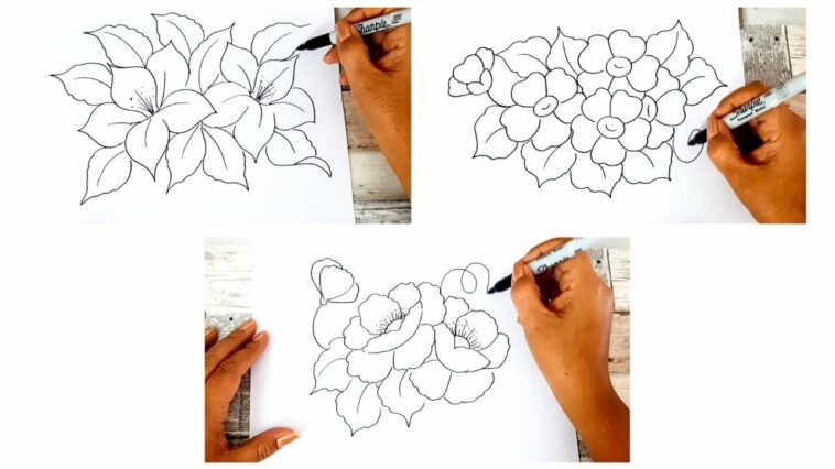 Cómo Dibujar 3 Tipos de Flores Fácil