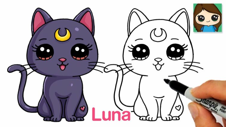 How to Draw Luna the Cat from Sailor Moon