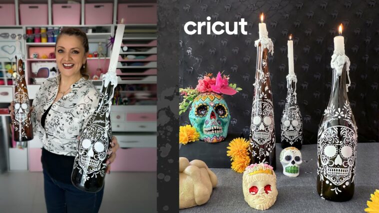 ? Botellas decoradas con viniles para Día de muertos ?