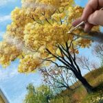 How to Draw Autumn Morning Scenery / Acrylic Painting