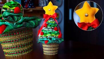 Manualidades Navideñas: Cómo hacer un ÁRBOL DE NAVIDAD, sin máquina de coser .