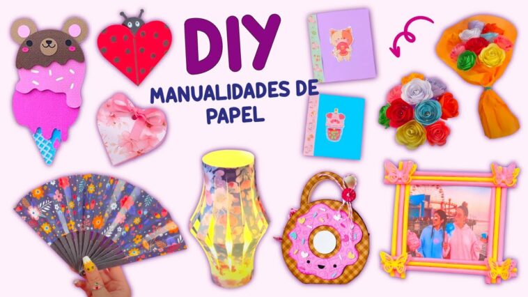 12 IDEAS PARA MANUALIDADES DE PAPEL - MINI CUADERNO - ABANICO Y MÁS COSAS LINDAS...