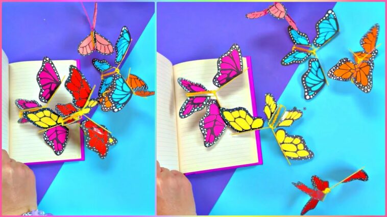 CÓMO HACER UNA MARIPOSA QUE PUEDA VOLAR CON PAPEL - MANUALIDADES CON PAPEL