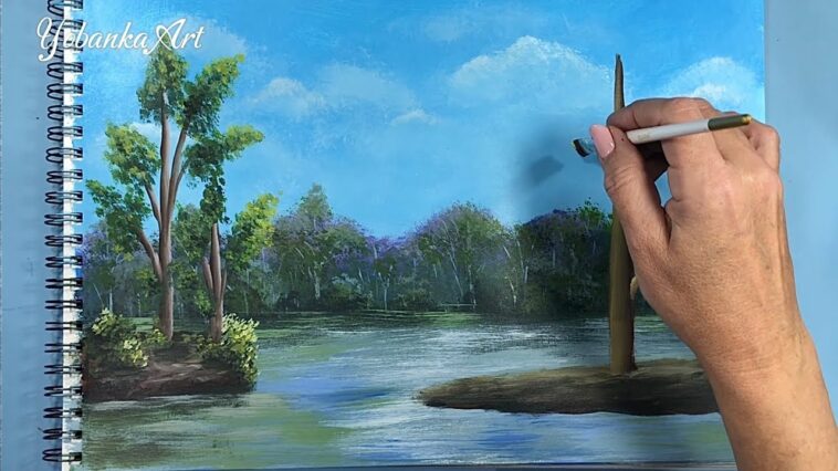 Cómo pintar fácil y rápido un hermoso paisaje con pintura acrilica