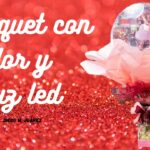 Arreglo en bouquet con globo led y flor / San valentin