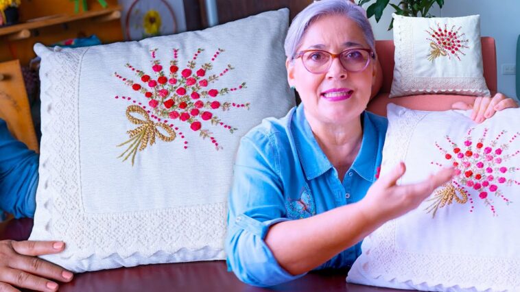 Cómo Bordar un Cojín con Ramo de Rosas a Mano/ Regalo Perfecto para el Día de la Madre