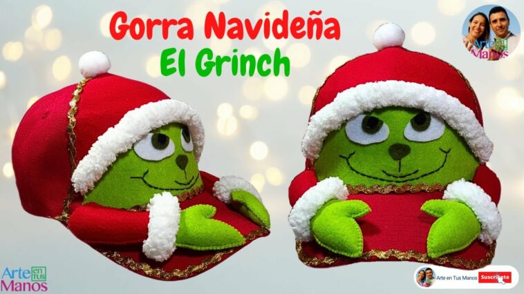 ?Cómo Hacer GORRAS Navideñas DEL GRINCH, Fácil Paso a paso con Arte en Tus Manos