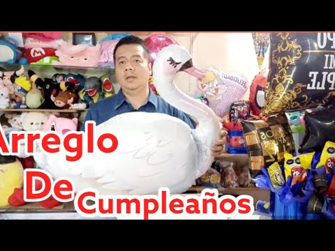 arreglo de cumpleaños con globo grande