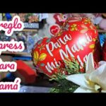 arreglo rápido con globos y flores para mamá