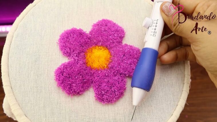 ¡¡Wow‼️AGUJA MÁGICA??PUNCH NEEDLE EFECTO AFELPADO?PRINCIPIANTES?#bordandoarte #handmade #embroidery