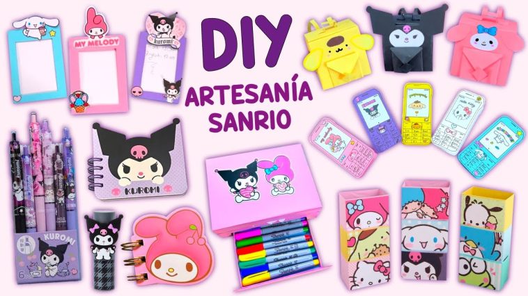 12 MANUALIDADES DE SANRIO - PEGATINAS KUROMI-PORTALÁPICES ROLLO DE CANELA, ORGANIZADOR MY MELODY,ETC