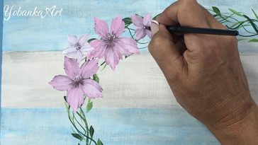Como Pintar Flores Faciles en una Madera / Pintura Acrílica para Principiantes