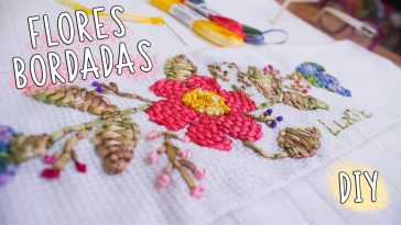 Flores bordadas a mano con cintas/ Hand embroidered flowers whit ribbons