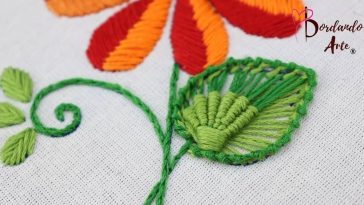 Wow💯‼️INCREÍBLE PUNTADA TRIDIMENSIONAL PARA BORDAR HOJAS🍃🧵👌#bordandoarte #embroidery #handmade