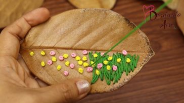 ¡¡Wow‼️😱BORDADO EN HOJAS NATURALES SECAS🍂 FÁCIL Y RÁPIDO 👌#bordandoarte #embroidery #handmade